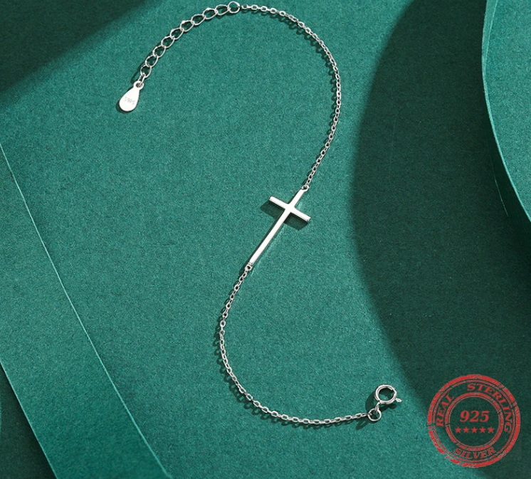 Thin adjustable cross bracelet