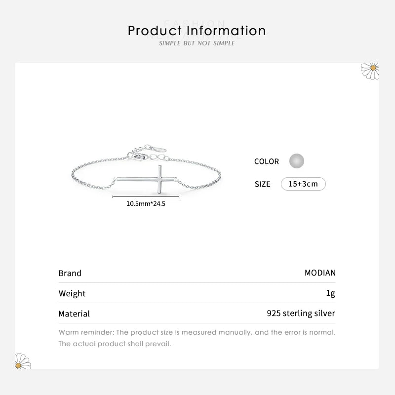Thin adjustable cross bracelet