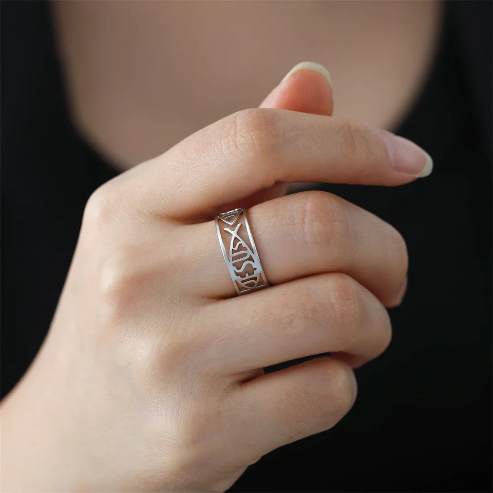 Stainless Steel Jesus Fish Ring