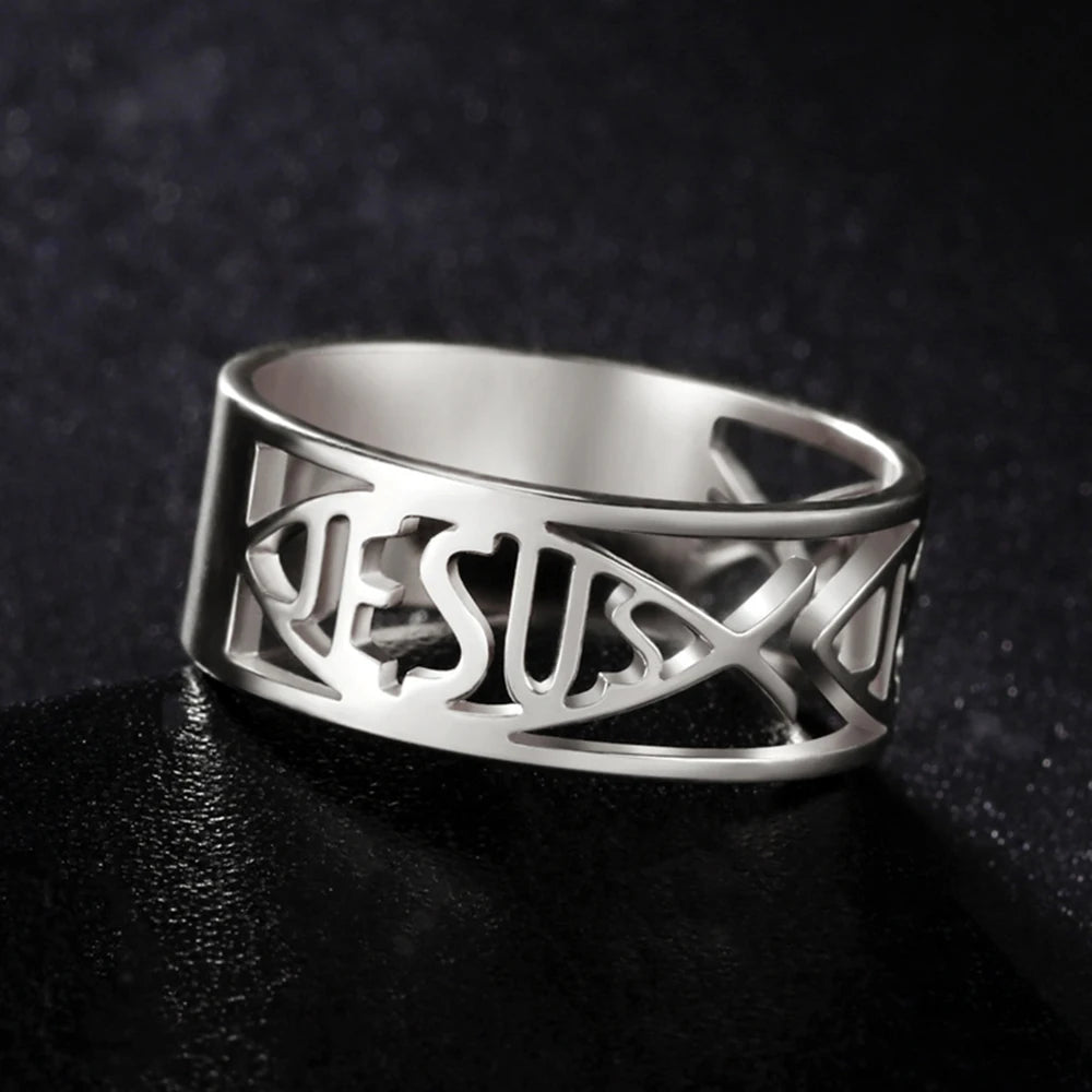 Stainless Steel Jesus Fish Ring