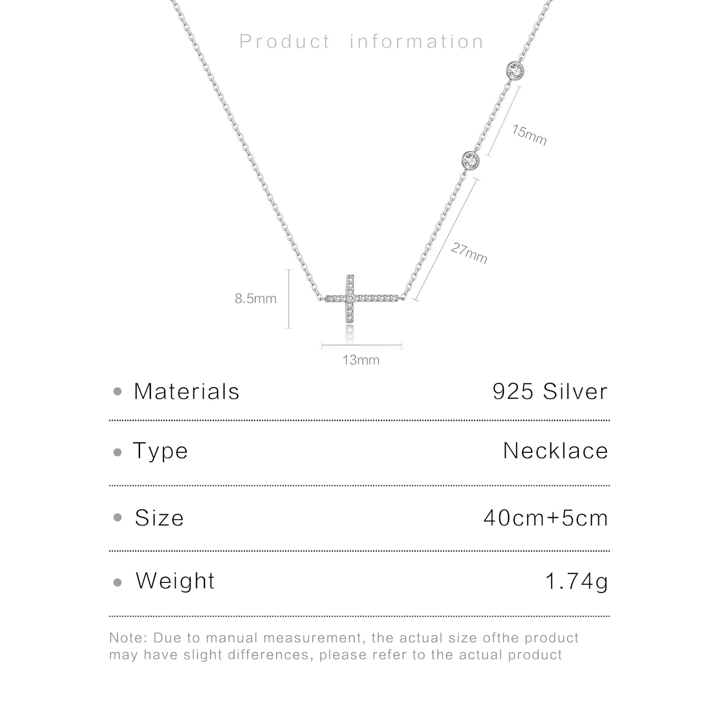 Long Silver Pendant Necklace