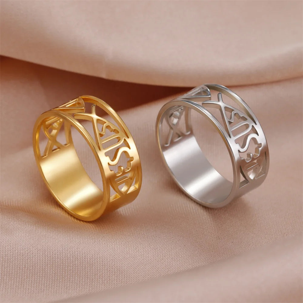 Stainless Steel Jesus Fish Ring