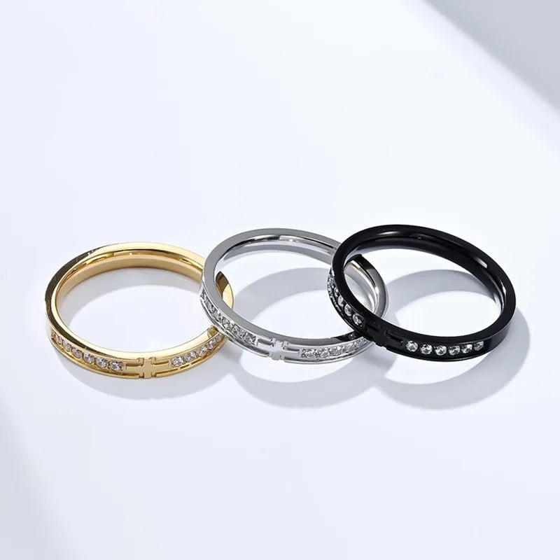 Gem-Plated Stainless Steel Cross Ring
