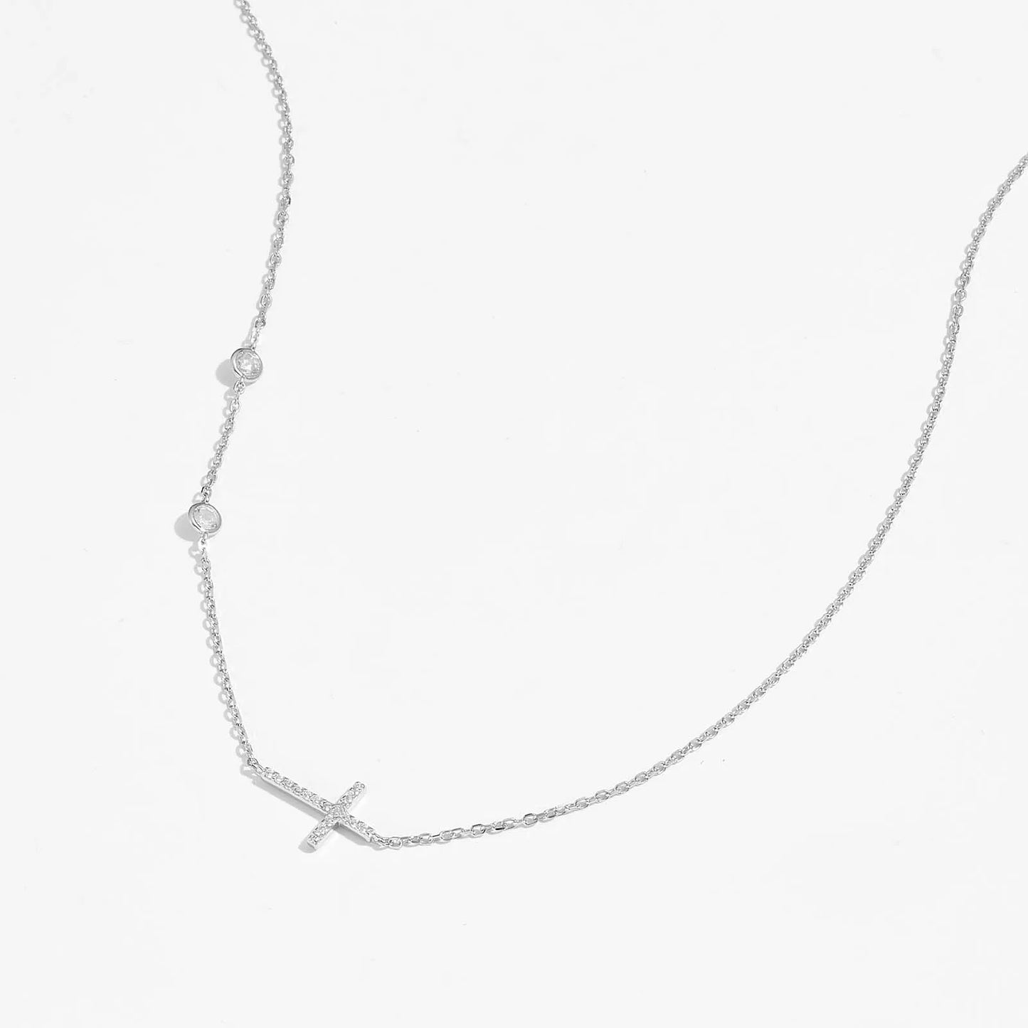 Long Silver Pendant Necklace