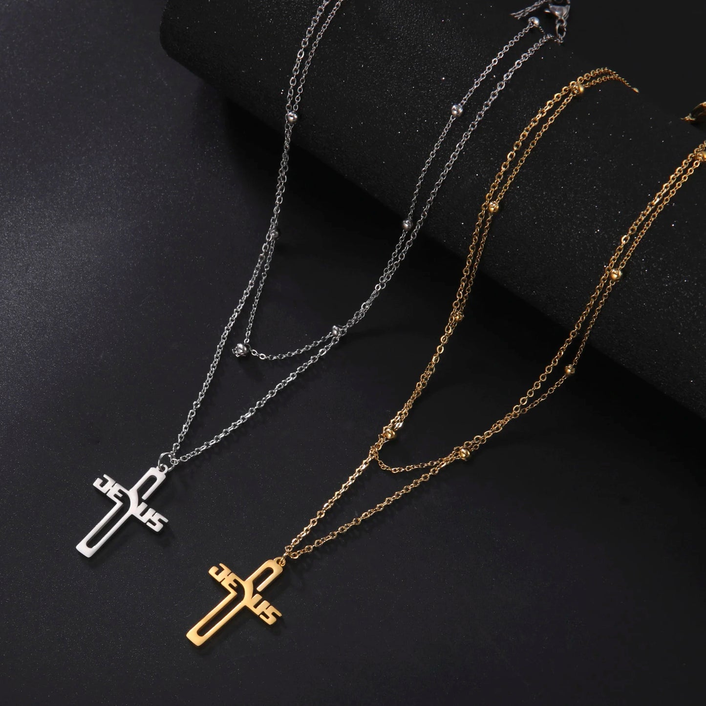 Hollow Jesus Cross necklace