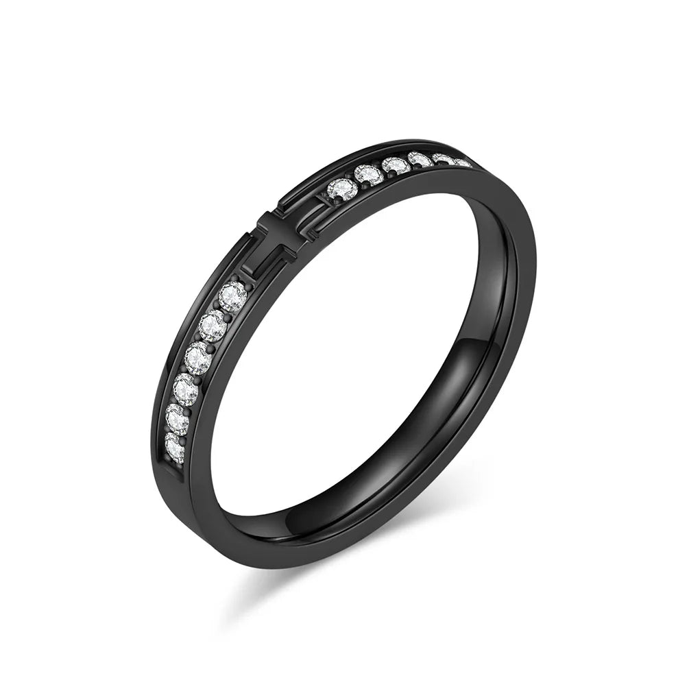 Gem-Plated Stainless Steel Cross Ring