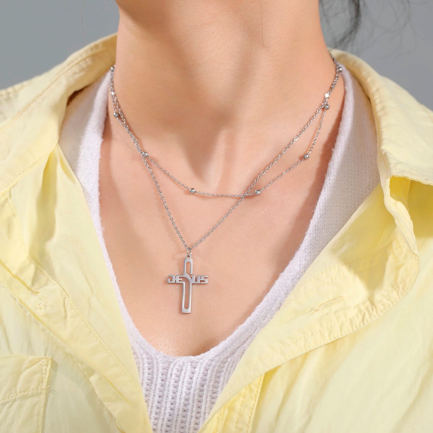 Hollow Jesus Cross necklace