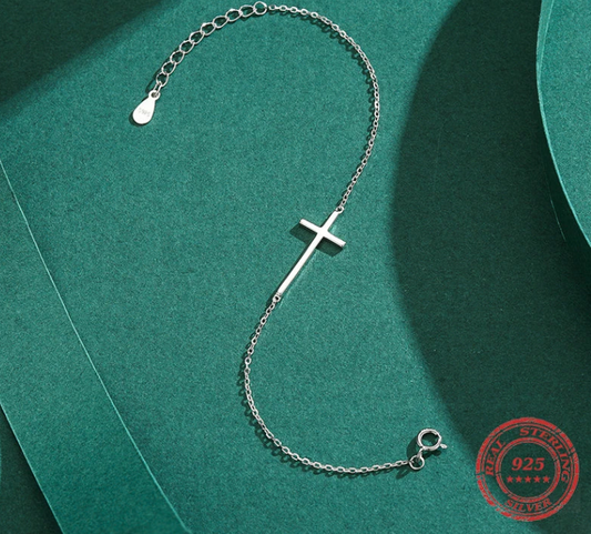 Thin adjustable cross bracelet